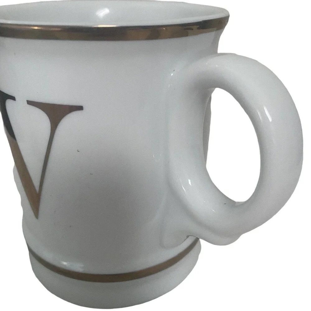 Williams Sonoma White Gold Monogrammed Initial Mug Coffee Cup, Letter W